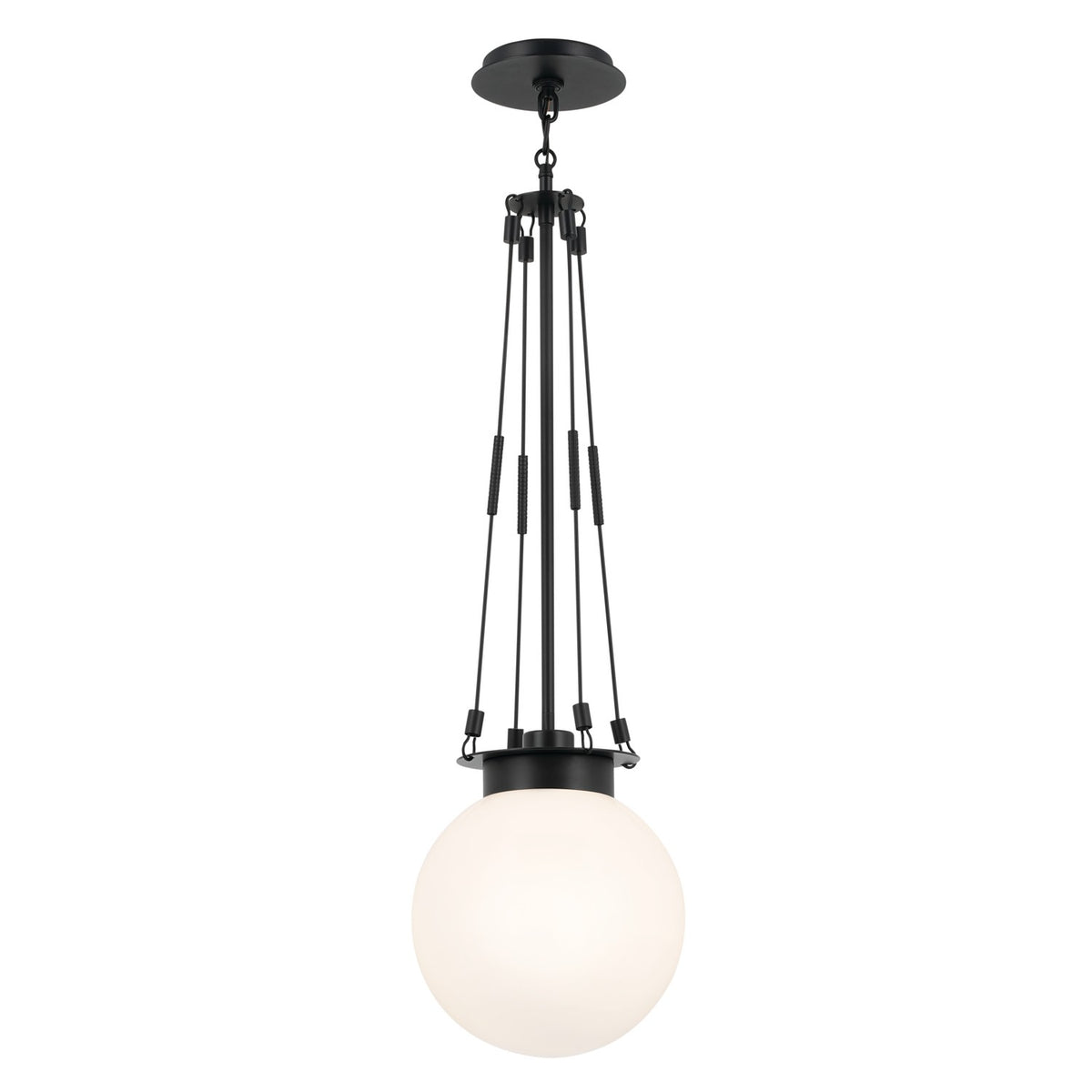 KICHLER 52582BK Albers 10.5 Inch 1 Light Pendant With Opal Glass In Black
