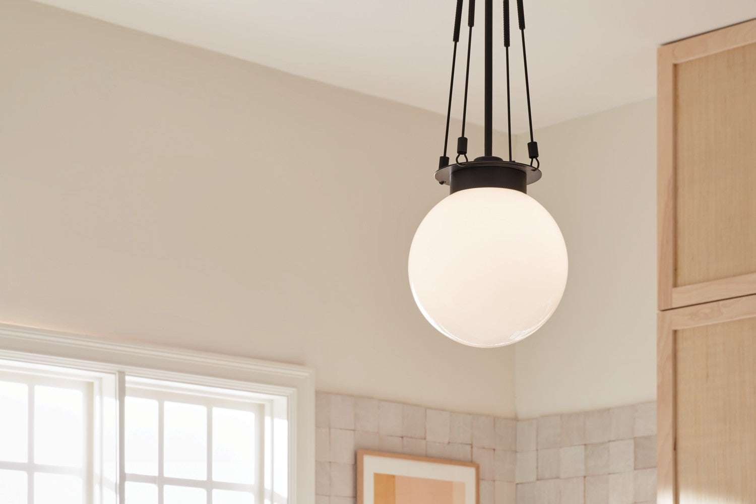 KICHLER 52582BK Albers 10.5 Inch 1 Light Pendant With Opal Glass In Black