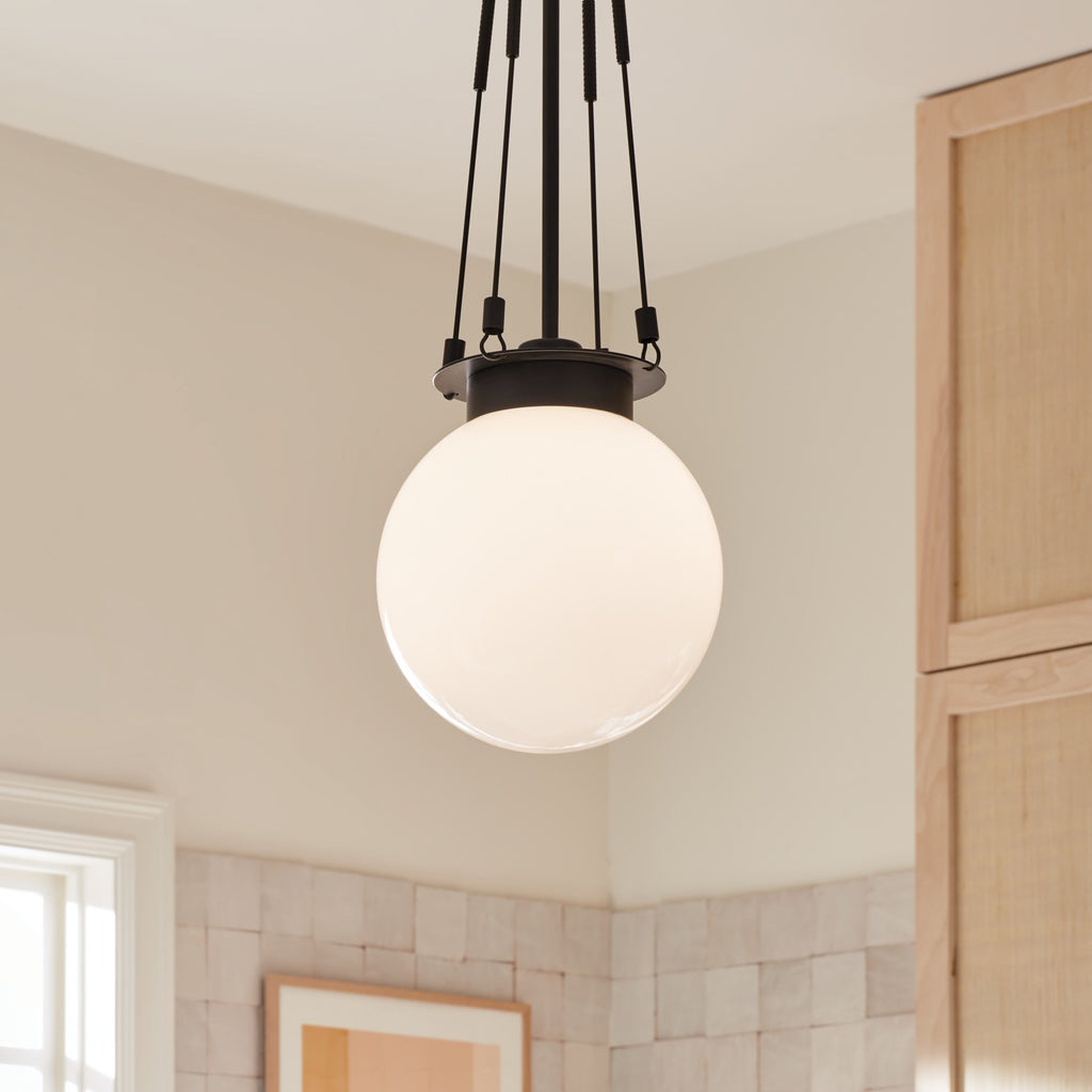 KICHLER 52582BK Albers 10.5 Inch 1 Light Pendant With Opal Glass In Black