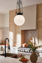 KICHLER 52582BK Albers 10.5 Inch 1 Light Pendant With Opal Glass In Black