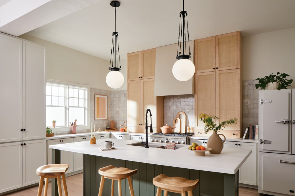 KICHLER 52582BK Albers 10.5 Inch 1 Light Pendant With Opal Glass In Black