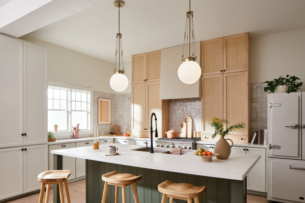 KICHLER 52582CPZ Albers 10.5 Inch 1 Light Pendant With Opal Glass In Champagne Bronze