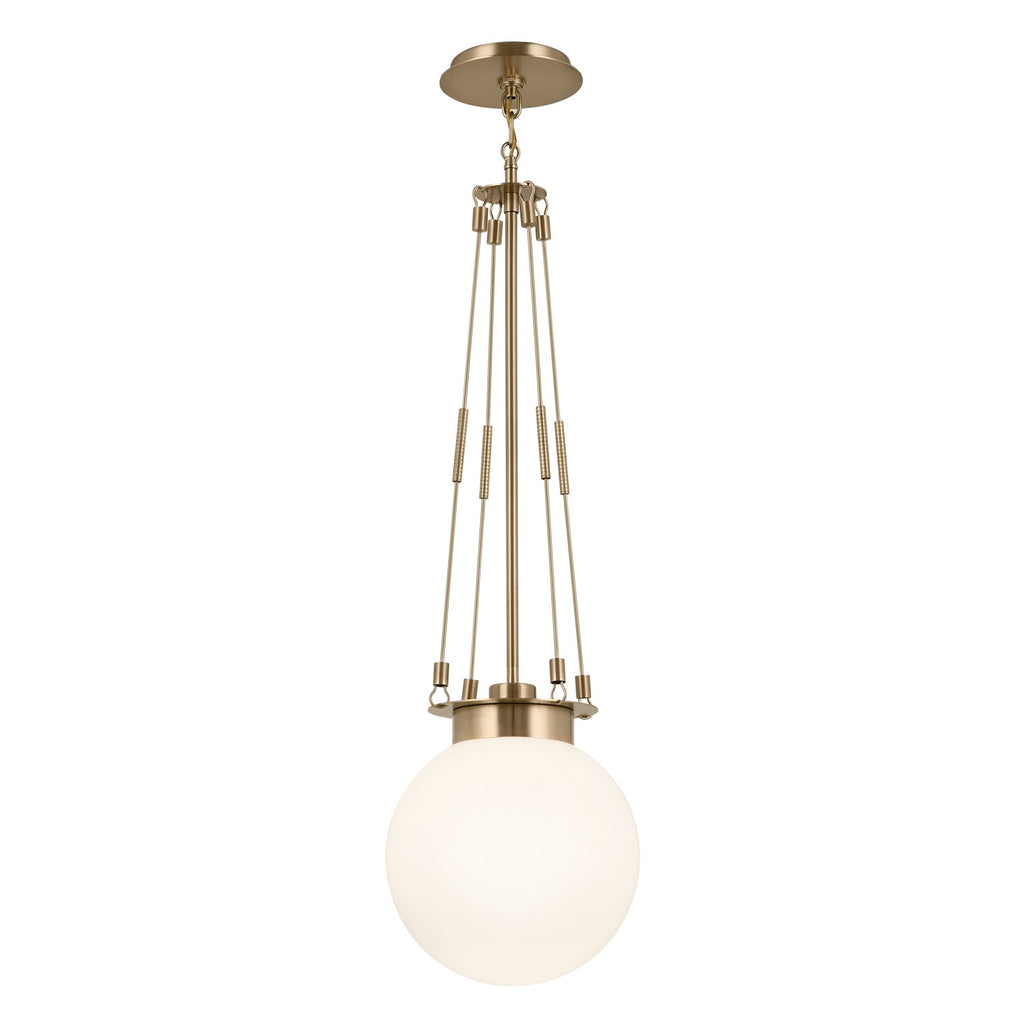 KICHLER 52582CPZ Albers 10.5 Inch 1 Light Pendant With Opal Glass In Champagne Bronze