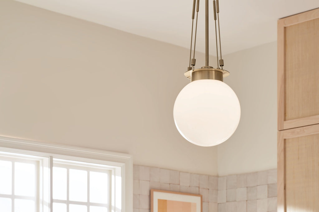 KICHLER 52582CPZ Albers 10.5 Inch 1 Light Pendant With Opal Glass In Champagne Bronze