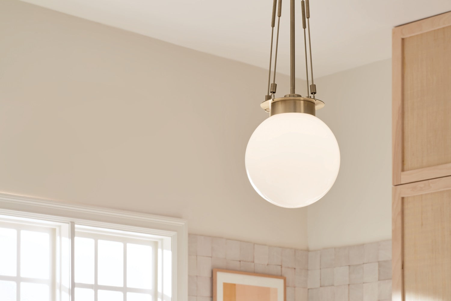 KICHLER 52582CPZ Albers 10.5 Inch 1 Light Pendant With Opal Glass In Champagne Bronze