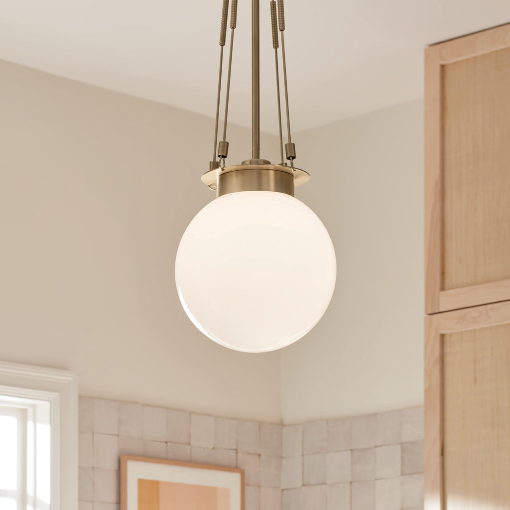 KICHLER 52582CPZ Albers 10.5 Inch 1 Light Pendant With Opal Glass In Champagne Bronze