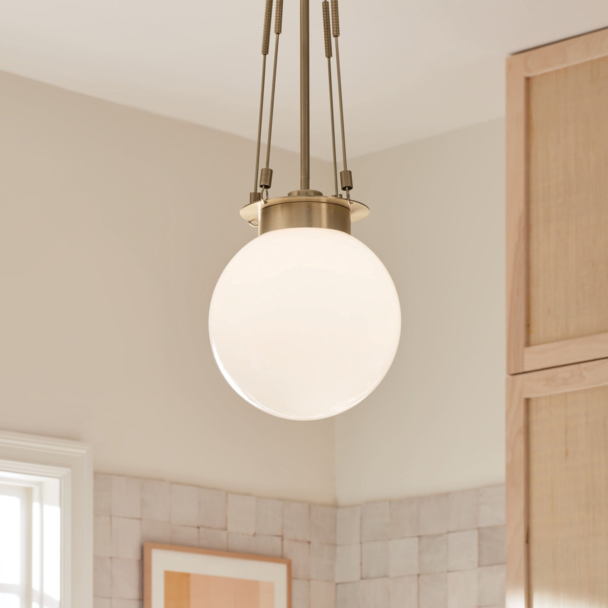 KICHLER 52582CPZ Albers 10.5 Inch 1 Light Pendant With Opal Glass In Champagne Bronze