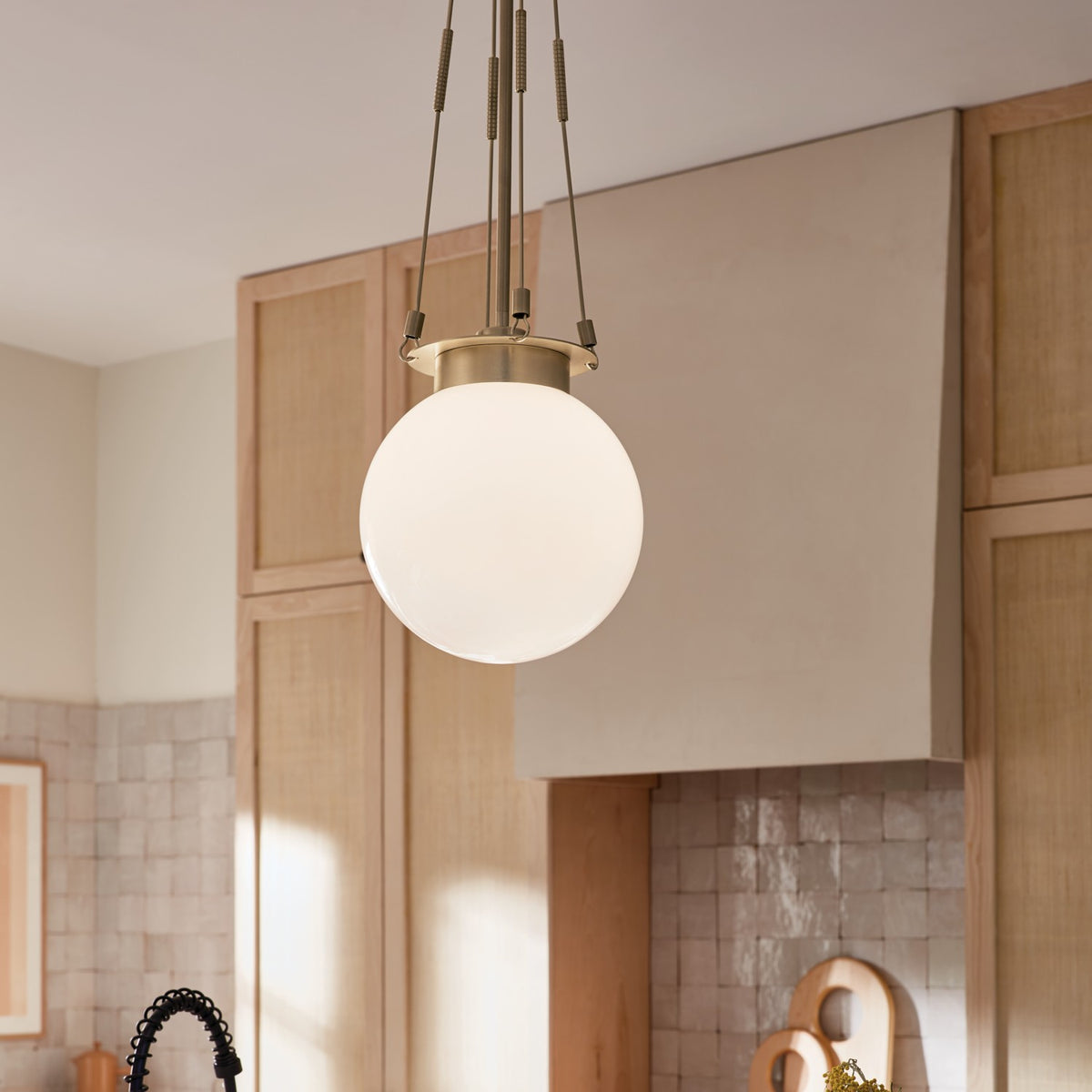 KICHLER 52582CPZ Albers 10.5 Inch 1 Light Pendant With Opal Glass In Champagne Bronze