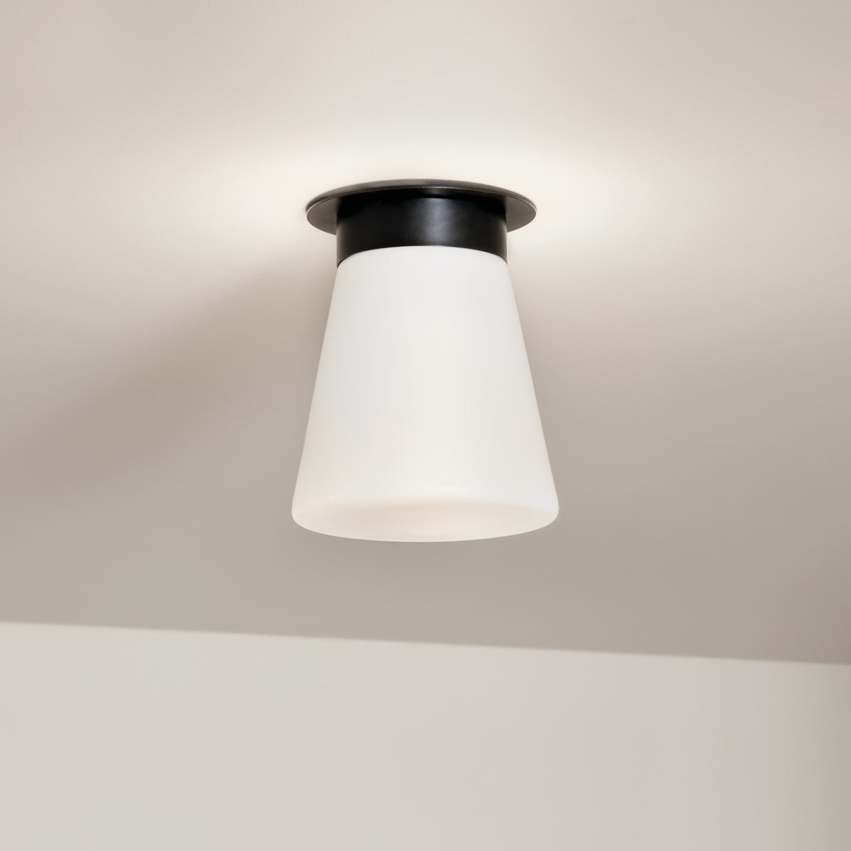 KICHLER 52585BK Albers 8.5 Inch 1 Light Flush Mount With Opal Glass In Black