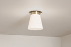 KICHLER 52585CPZ Albers 8.5 Inch 1 Light Flush Mount With Opal Glass In Champagne Bronze