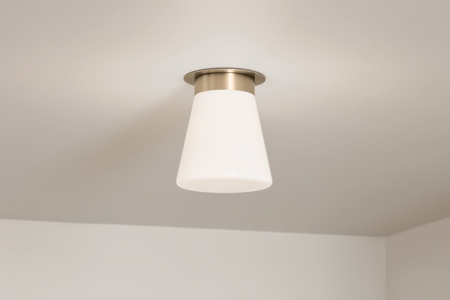 KICHLER 52585CPZ Albers 8.5 Inch 1 Light Flush Mount With Opal Glass In Champagne Bronze