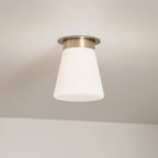 KICHLER 52585CPZ Albers 8.5 Inch 1 Light Flush Mount With Opal Glass In Champagne Bronze