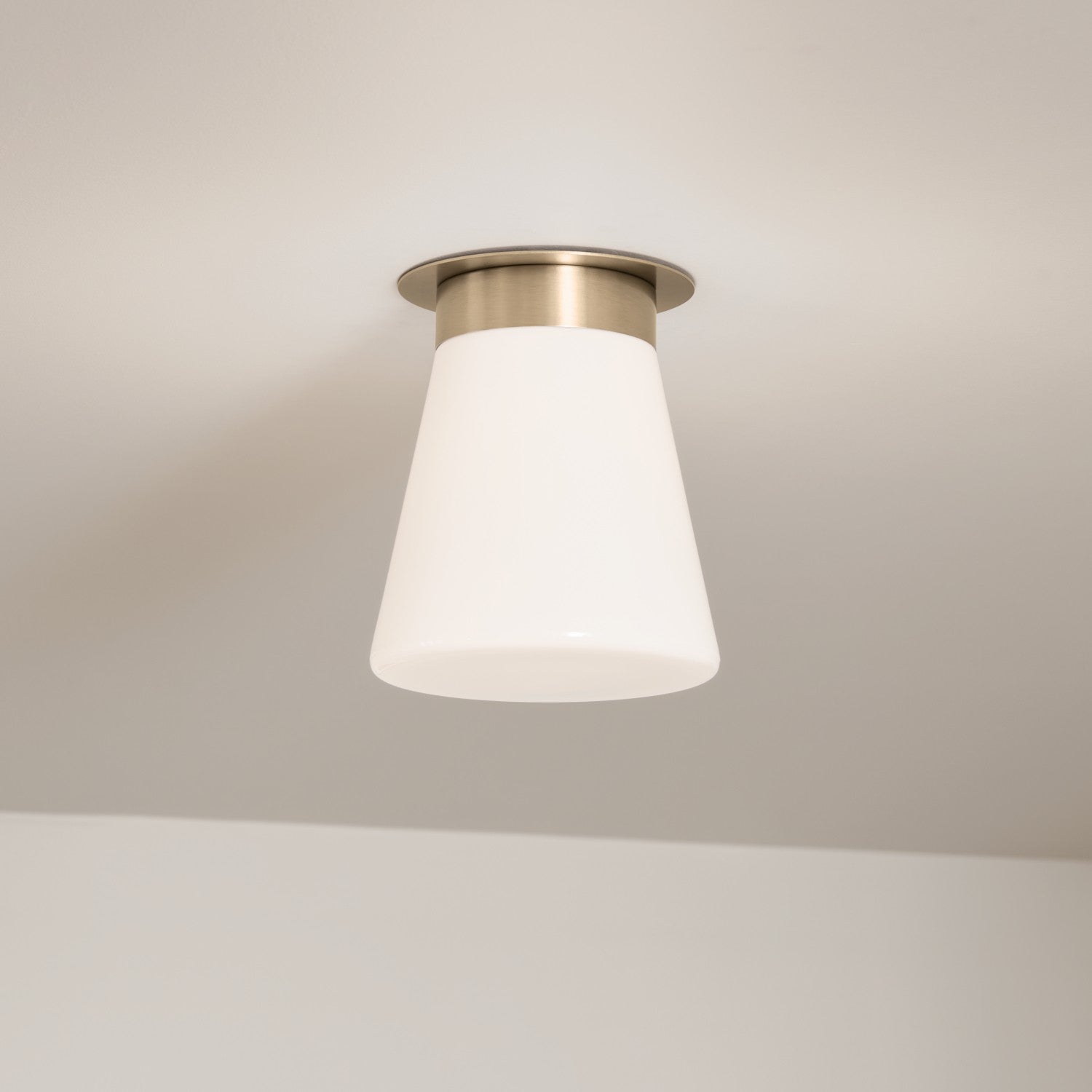 KICHLER 52585CPZ Albers 8.5 Inch 1 Light Flush Mount With Opal Glass In Champagne Bronze