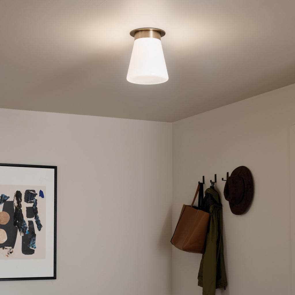 KICHLER 52585CPZ Albers 8.5 Inch 1 Light Flush Mount With Opal Glass In Champagne Bronze