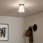KICHLER 52585CPZ Albers 8.5 Inch 1 Light Flush Mount With Opal Glass In Champagne Bronze