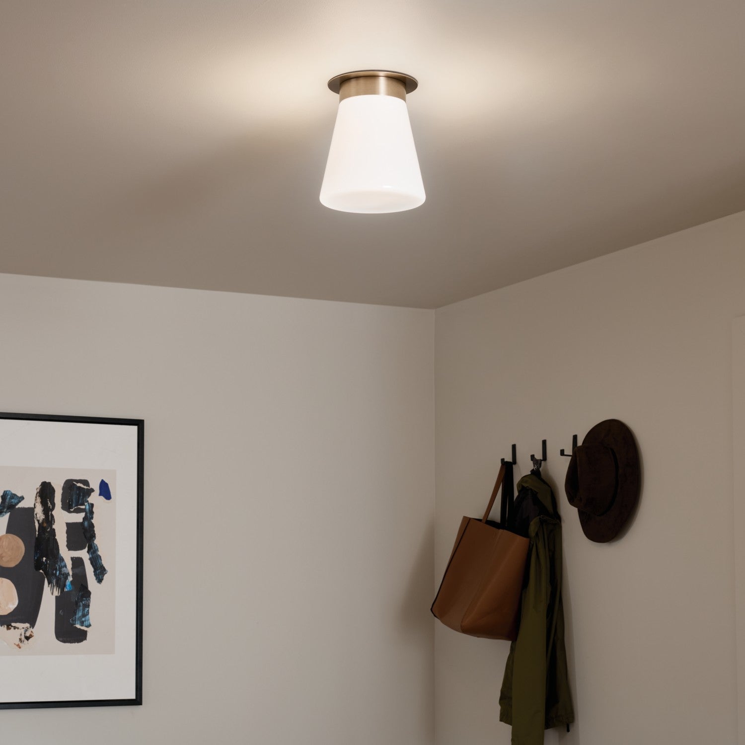KICHLER 52585CPZ Albers 8.5 Inch 1 Light Flush Mount With Opal Glass In Champagne Bronze