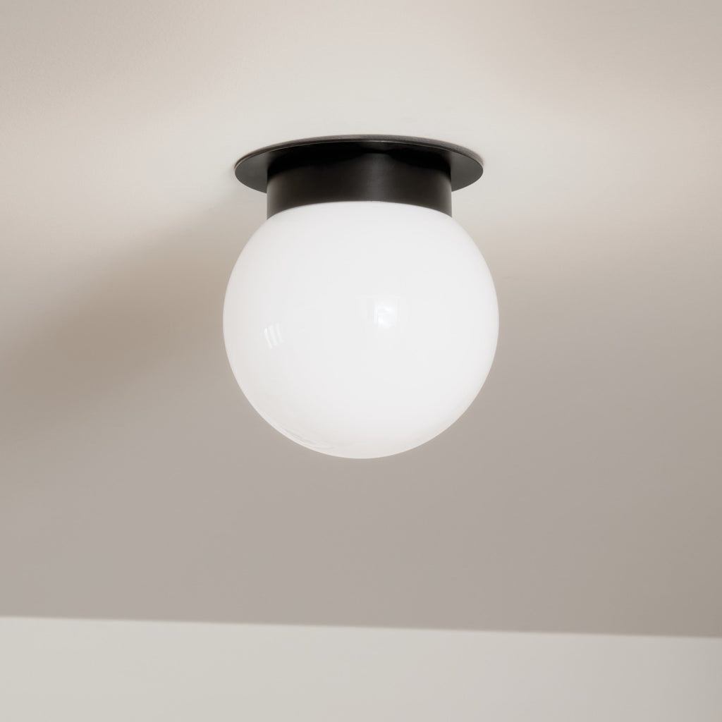 KICHLER 52586BK Albers 8.0 Inch 1 Light Flush Mount With Opal Glass In Black