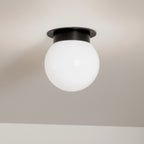 KICHLER 52586BK Albers 8.0 Inch 1 Light Flush Mount With Opal Glass In Black
