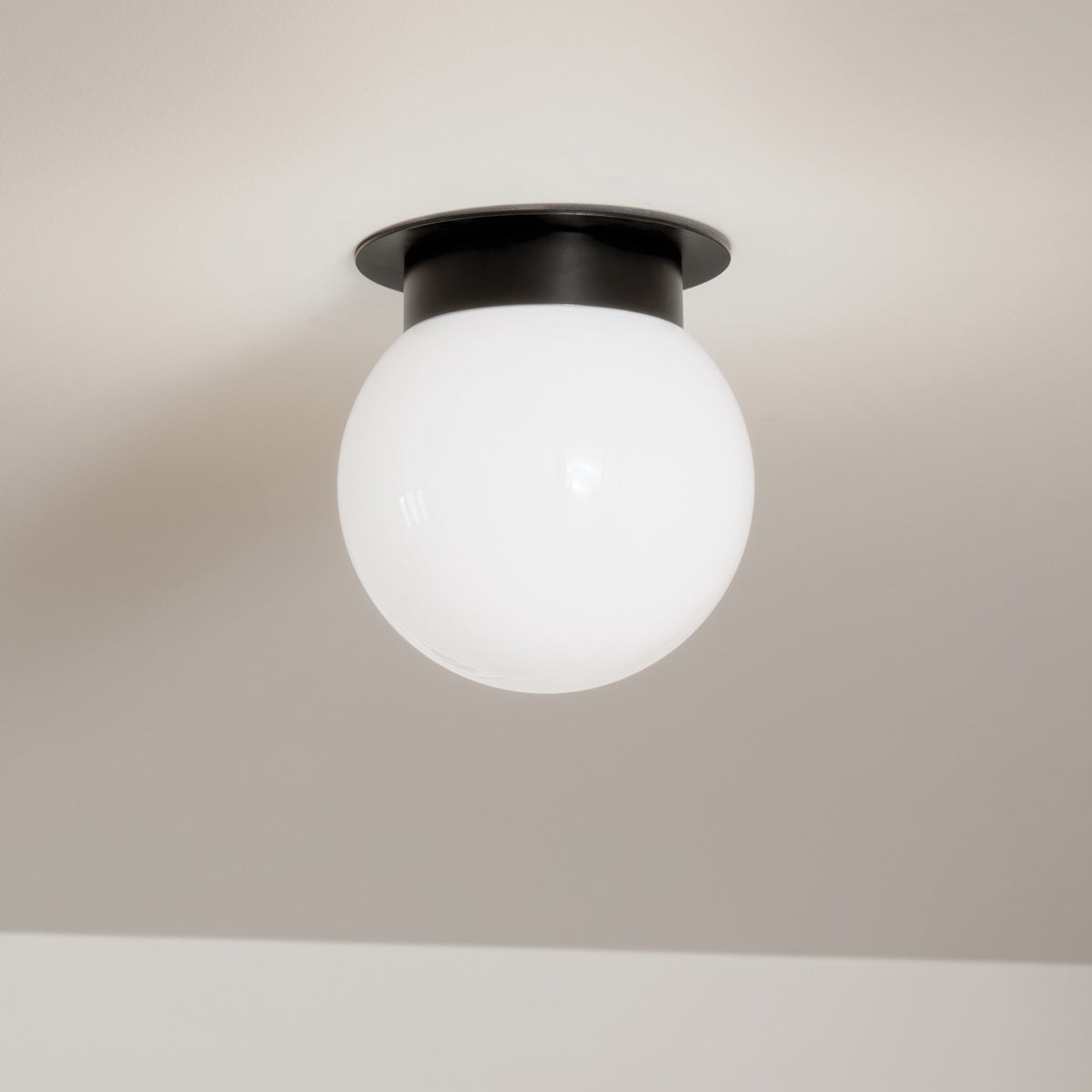 KICHLER 52586BK Albers 8.0 Inch 1 Light Flush Mount With Opal Glass In Black