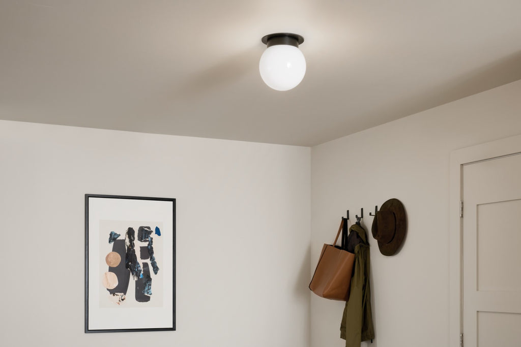 KICHLER 52586BK Albers 8.0 Inch 1 Light Flush Mount With Opal Glass In Black