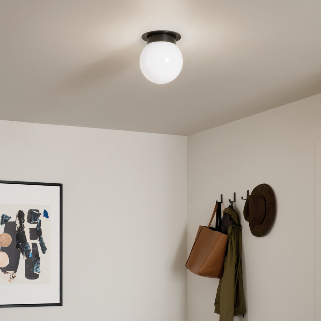 KICHLER 52586BK Albers 8.0 Inch 1 Light Flush Mount With Opal Glass In Black
