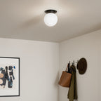 KICHLER 52586BK Albers 8.0 Inch 1 Light Flush Mount With Opal Glass In Black