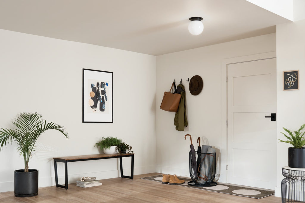 KICHLER 52586BK Albers 8.0 Inch 1 Light Flush Mount With Opal Glass In Black
