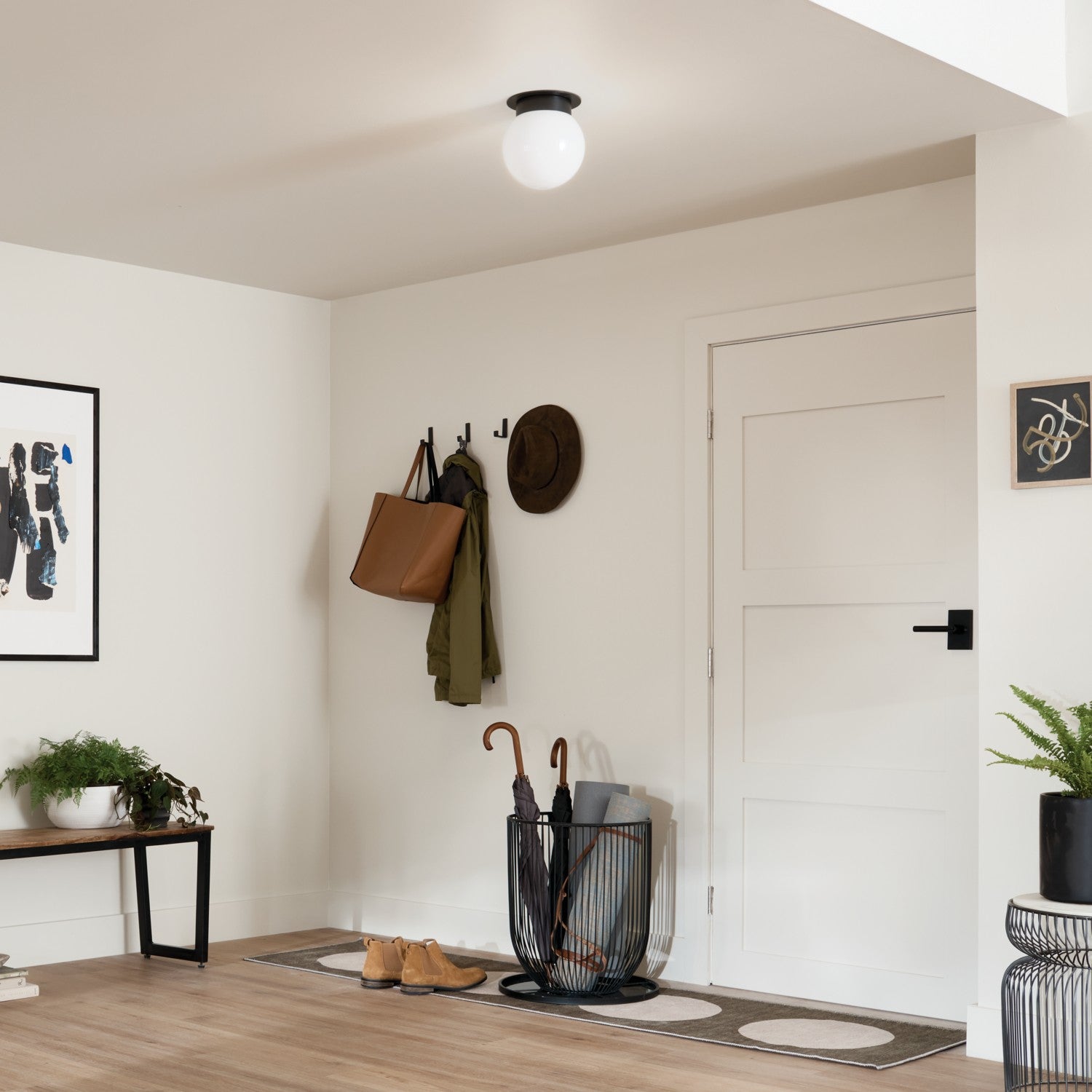 KICHLER 52586BK Albers 8.0 Inch 1 Light Flush Mount With Opal Glass In Black