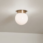 KICHLER 52586CPZ Albers 8.0 Inch 1 Light Flush Mount With Opal Glass In Champagne Bronze