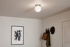 KICHLER 52586CPZ Albers 8.0 Inch 1 Light Flush Mount With Opal Glass In Champagne Bronze
