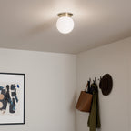 KICHLER 52586CPZ Albers 8.0 Inch 1 Light Flush Mount With Opal Glass In Champagne Bronze
