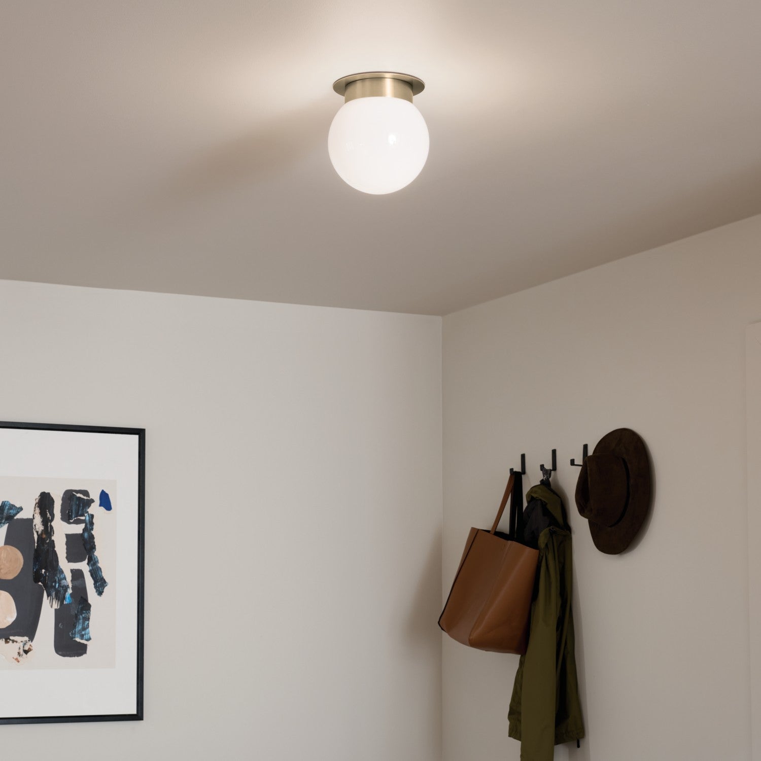 KICHLER 52586CPZ Albers 8.0 Inch 1 Light Flush Mount With Opal Glass In Champagne Bronze