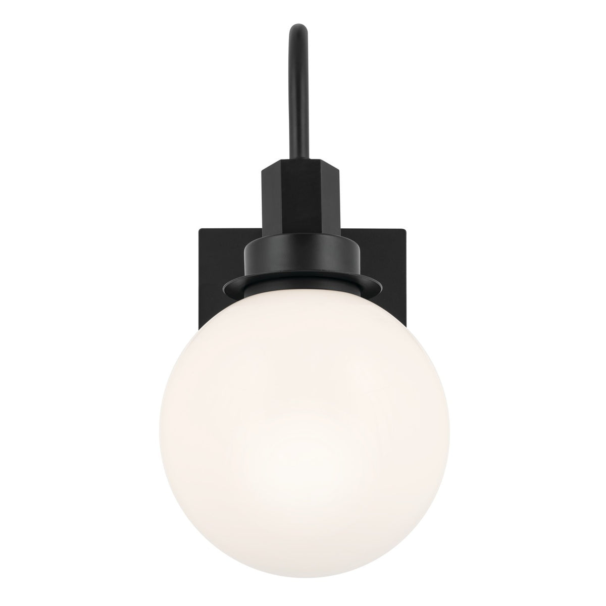 KICHLER 55149BK Hex 11.5 Inch 1 Light Wall Sconce With Opal Glass In Black