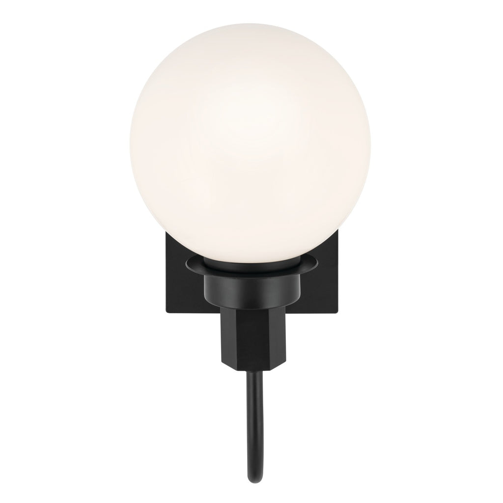 KICHLER 55149BK Hex 11.5 Inch 1 Light Wall Sconce With Opal Glass In Black