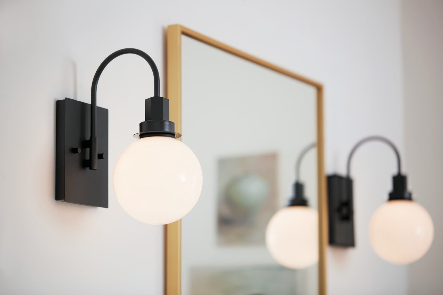 KICHLER 55149BK Hex 11.5 Inch 1 Light Wall Sconce With Opal Glass In Black
