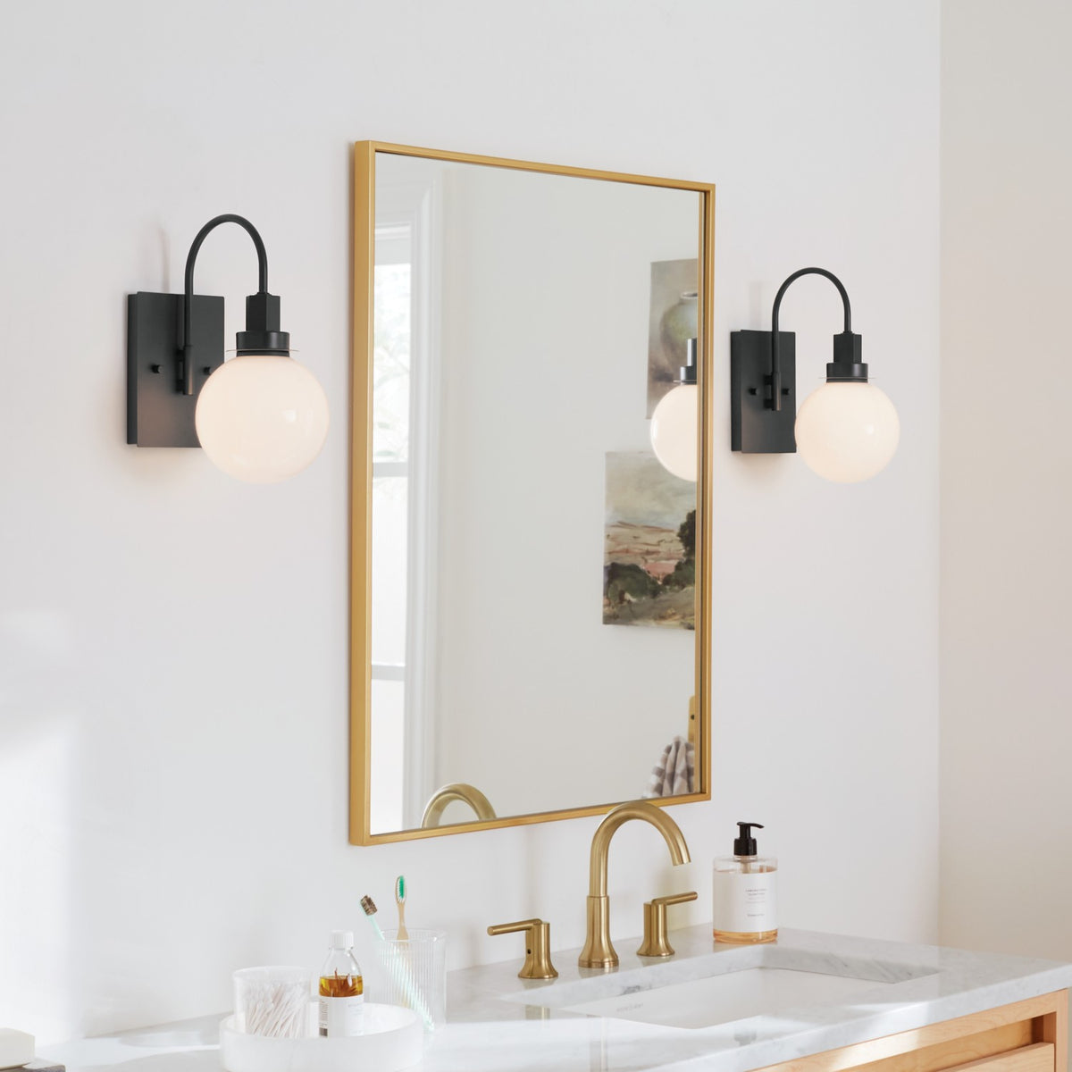 KICHLER 55149BK Hex 11.5 Inch 1 Light Wall Sconce With Opal Glass In Black