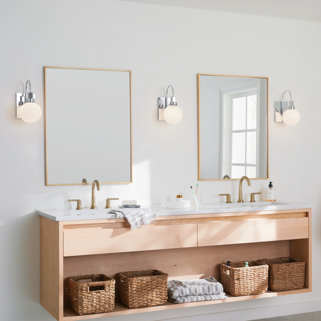 KICHLER 55149CH Hex 11.5 Inch 1 Light Wall Sconce With Opal Glass In Chrome