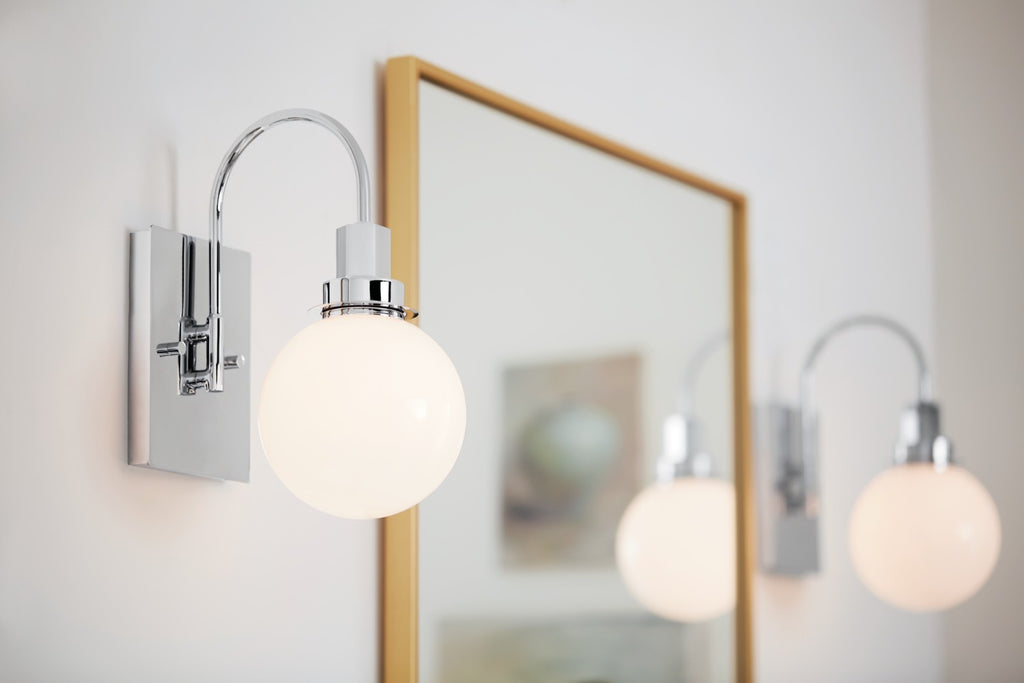 KICHLER 55149CH Hex 11.5 Inch 1 Light Wall Sconce With Opal Glass In Chrome