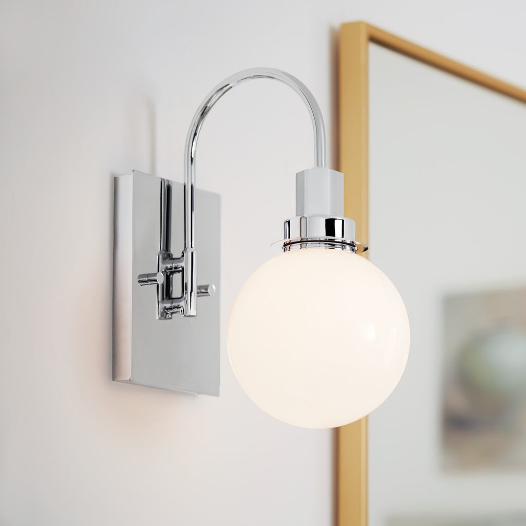KICHLER 55149CH Hex 11.5 Inch 1 Light Wall Sconce With Opal Glass In Chrome