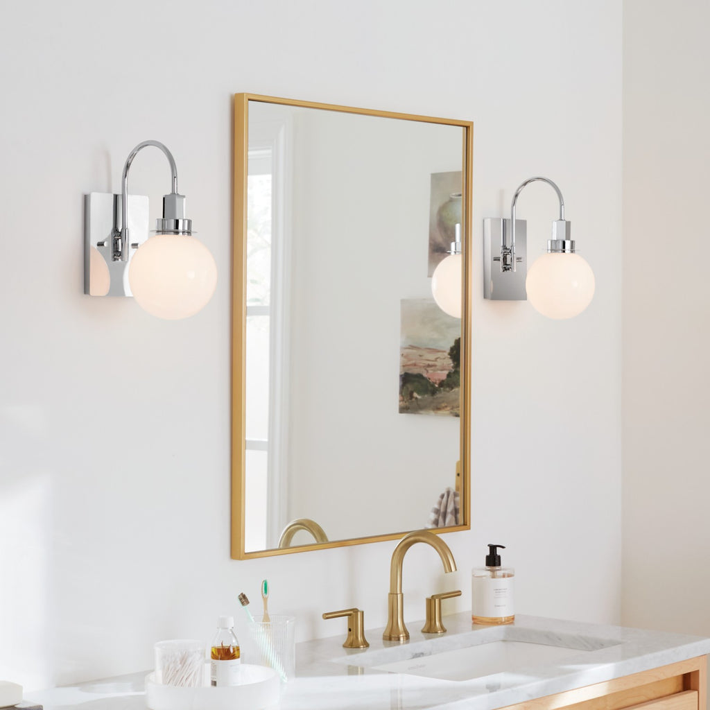 KICHLER 55149CH Hex 11.5 Inch 1 Light Wall Sconce With Opal Glass In Chrome