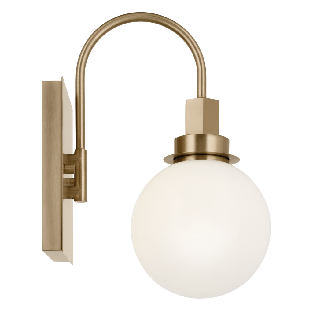 KICHLER 55149CPZ Hex 11.5 Inch 1 Light Wall Sconce With Opal Glass In Champagne Bronze