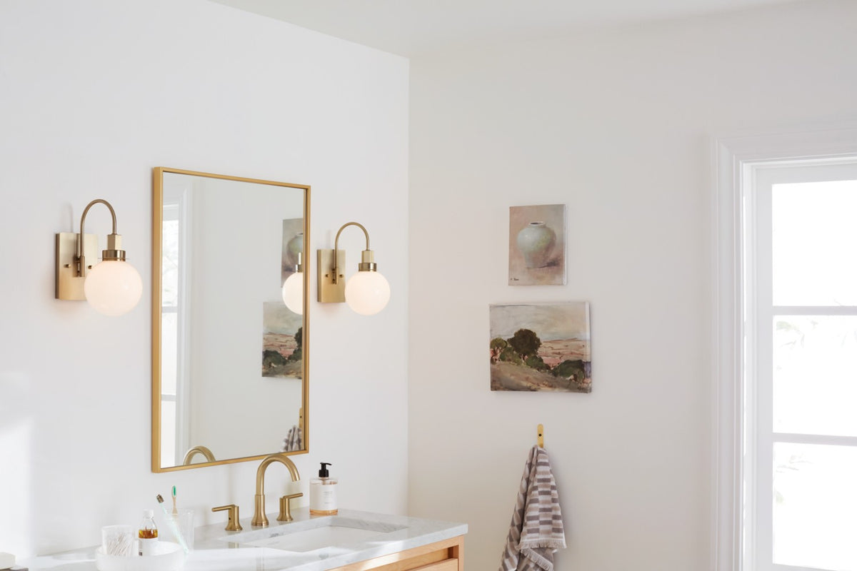 KICHLER 55149CPZ Hex 11.5 Inch 1 Light Wall Sconce With Opal Glass In Champagne Bronze