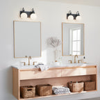 KICHLER 55150BK Hex 14.25 Inch 2 Light Vanity With Opal Glass In Black