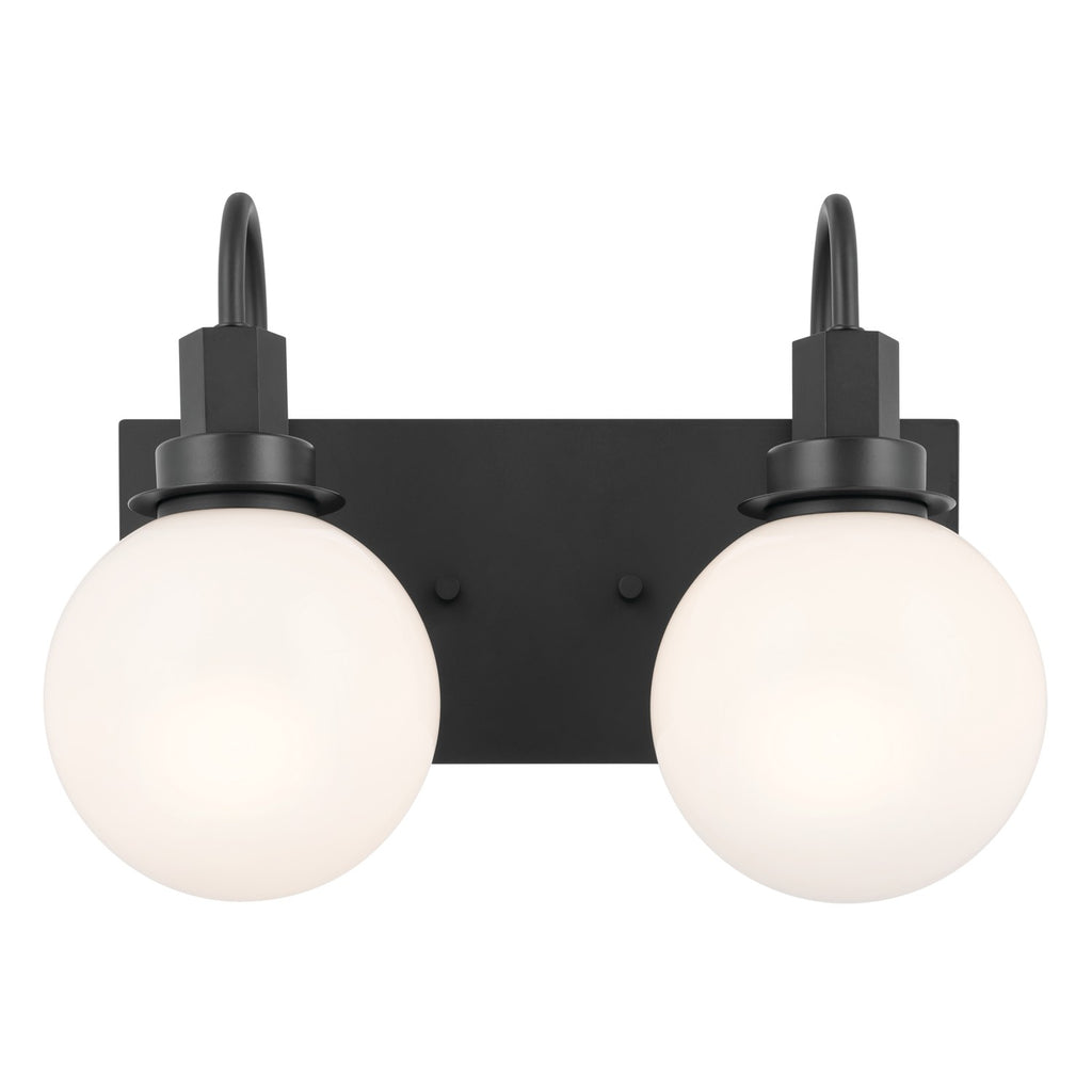 KICHLER 55150BK Hex 14.25 Inch 2 Light Vanity With Opal Glass In Black