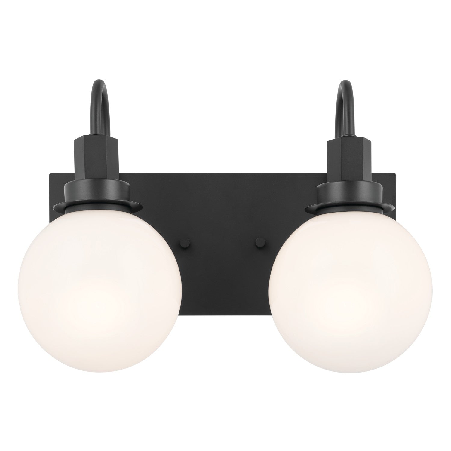 KICHLER 55150BK Hex 14.25 Inch 2 Light Vanity With Opal Glass In Black