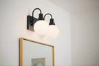 KICHLER 55150BK Hex 14.25 Inch 2 Light Vanity With Opal Glass In Black