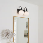 KICHLER 55150BK Hex 14.25 Inch 2 Light Vanity With Opal Glass In Black