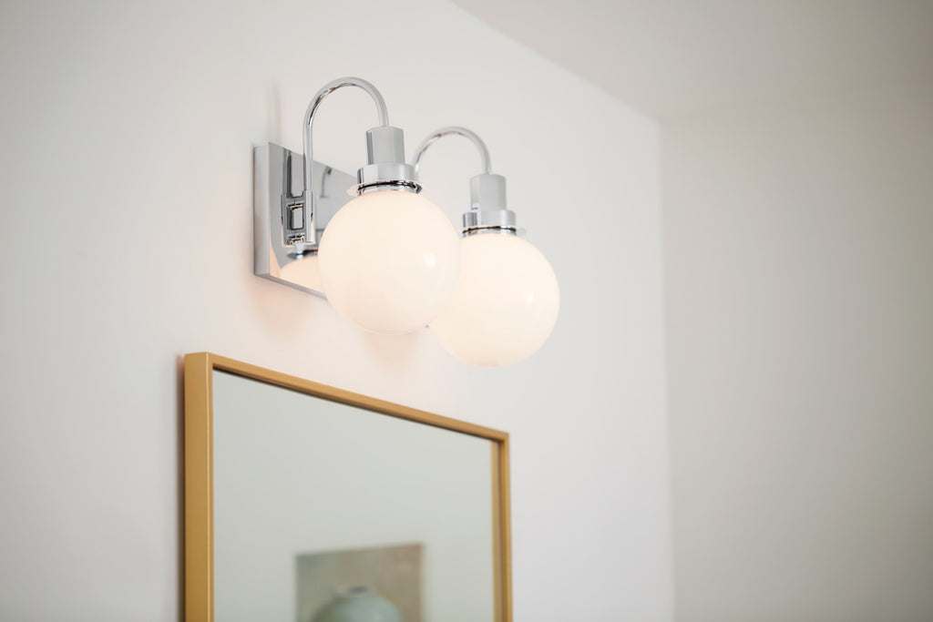 KICHLER 55150CH Hex 14.25 Inch 2 Light Vanity With Opal Glass In Chrome