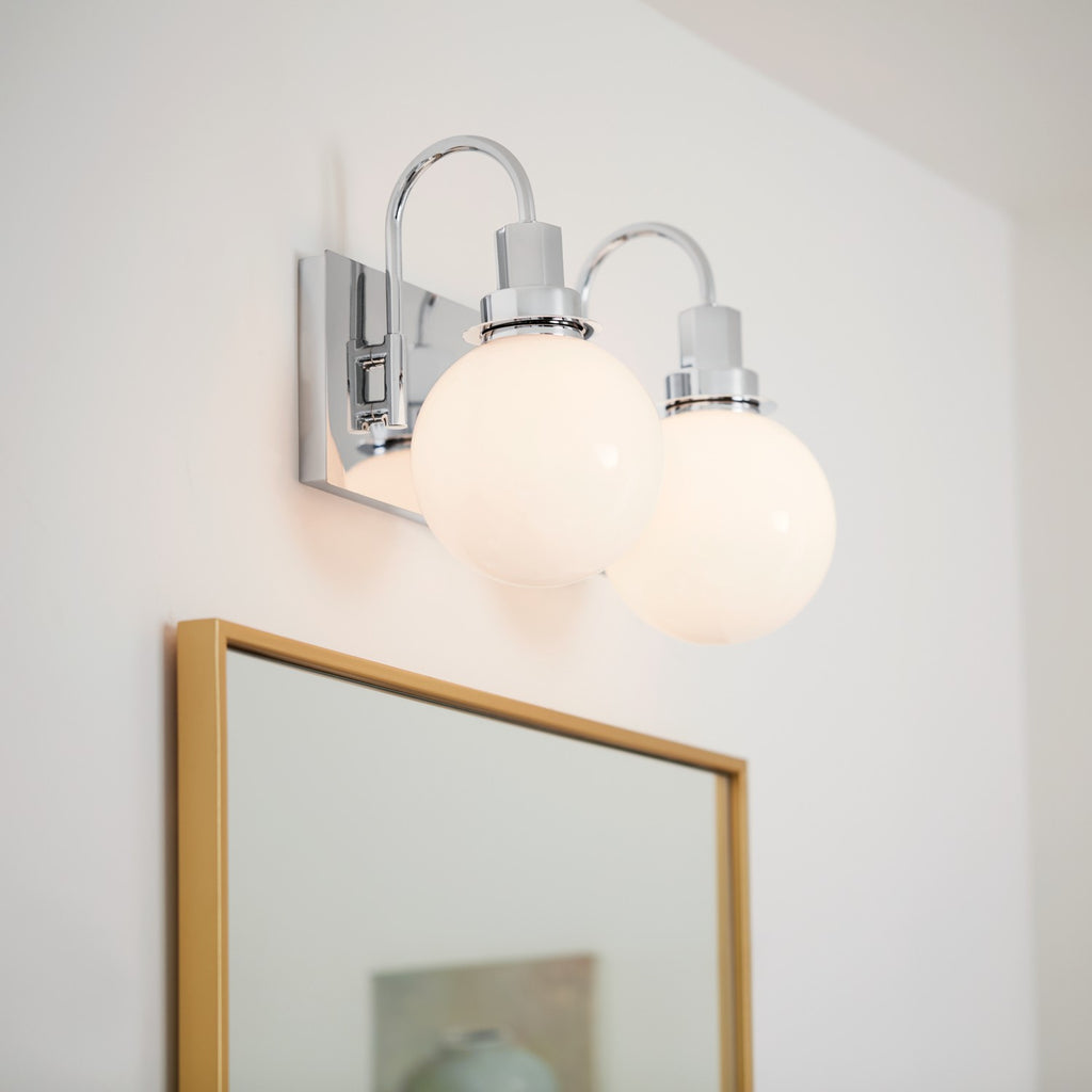 KICHLER 55150CH Hex 14.25 Inch 2 Light Vanity With Opal Glass In Chrome