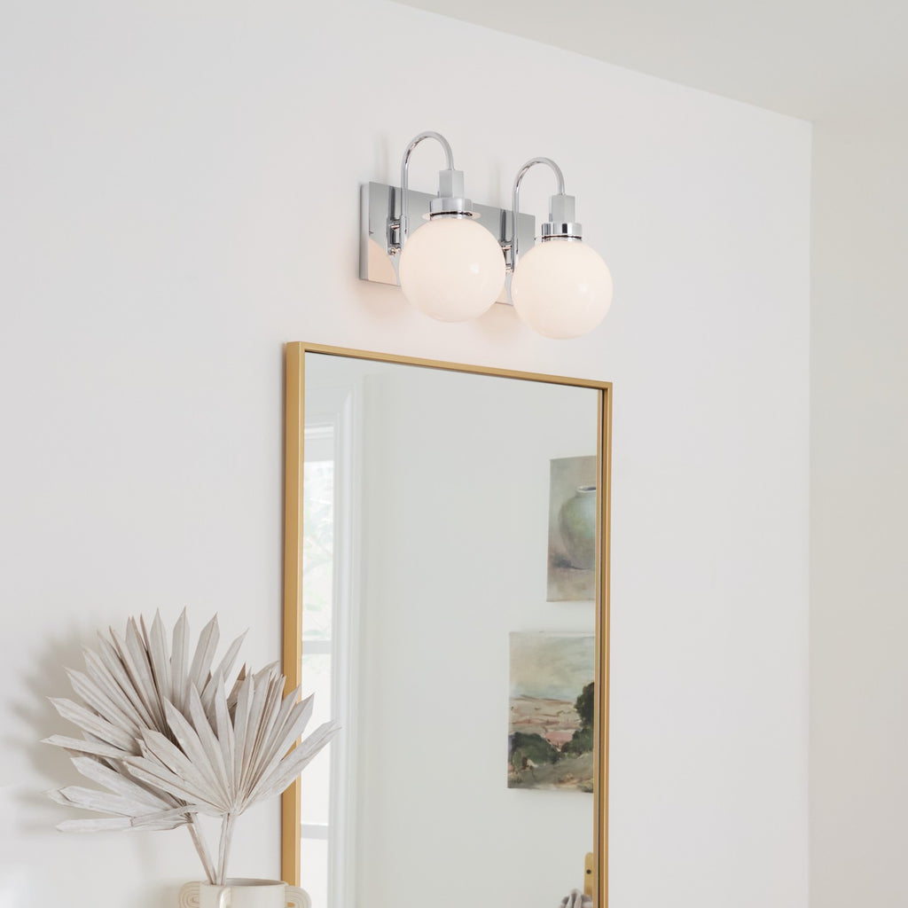KICHLER 55150CH Hex 14.25 Inch 2 Light Vanity With Opal Glass In Chrome